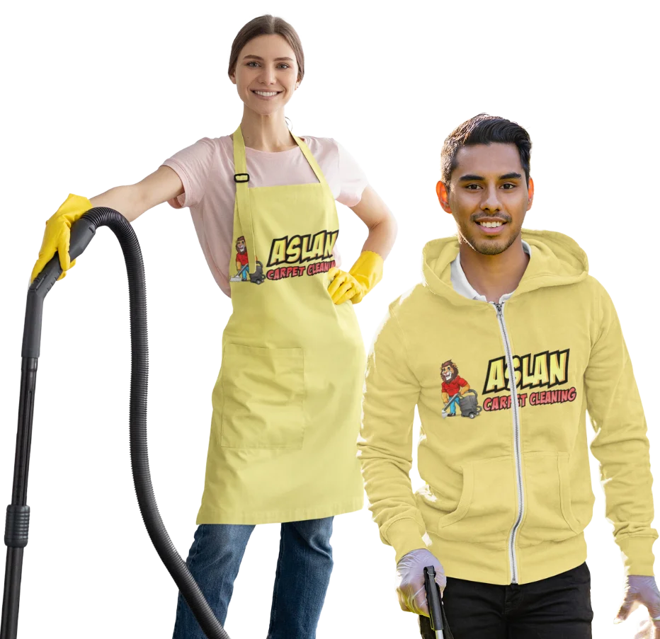 a men and Women wearing yellow aprons and gloves